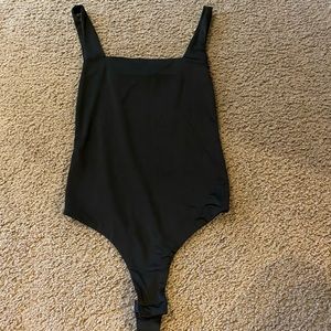 Black fashion nova silk thong bodysuit